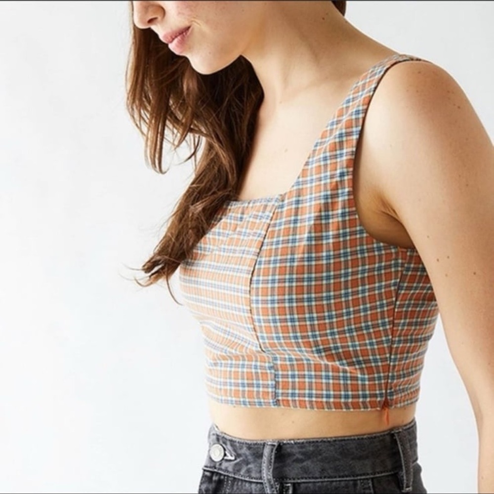 L.A. Hearts plaid cropped tank top